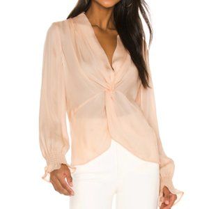 NWT PAIGE LORIENNE FRONT TWIST SILK TOP IN PEACH BLUSH